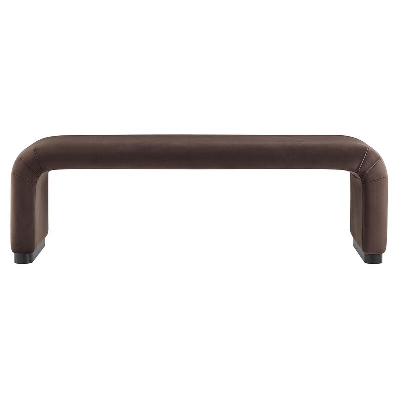 Modway EEI-6734-BRA-CAB Koda Performance Velvet Waterfall Long Bench, Brass Cadet Blue image number 4