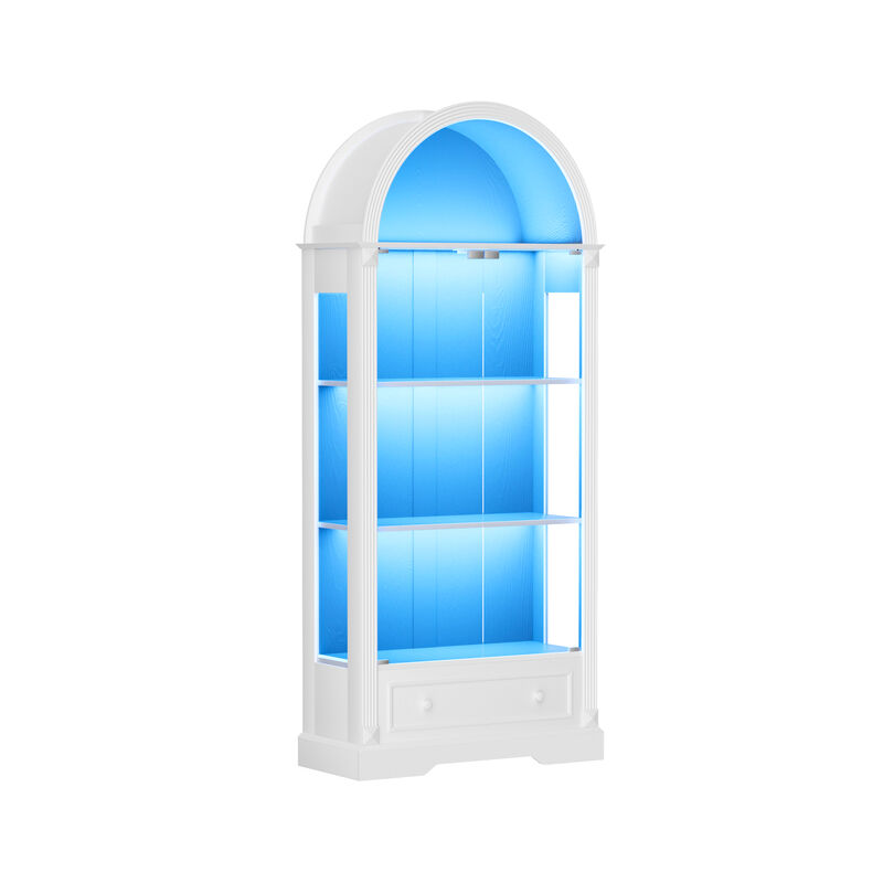 Kinhel 70.9" tall arched glass doors display cabinet image number 6