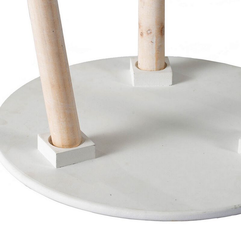 Byle 16, 20 Inch Side Table Set of 2, Floral Design, Cherry Blossom, White