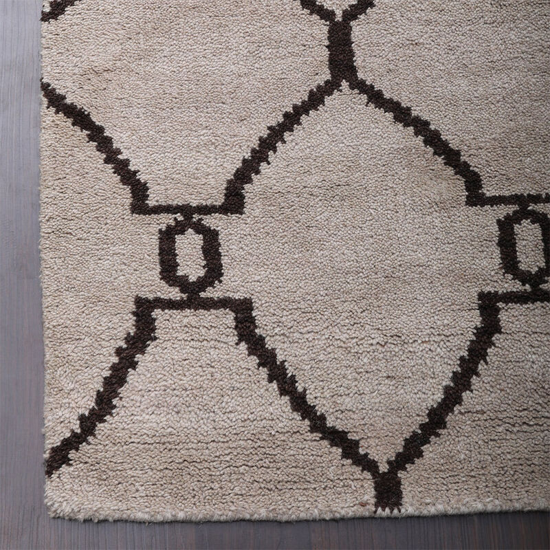 HAND KNOTTED WOOL Geometric AREA RUGS  - Rectangle Shape, Geometric Modern, Medium Pile Handmade Area Rugs for Living Room, Bed Room (N01103) image number 4