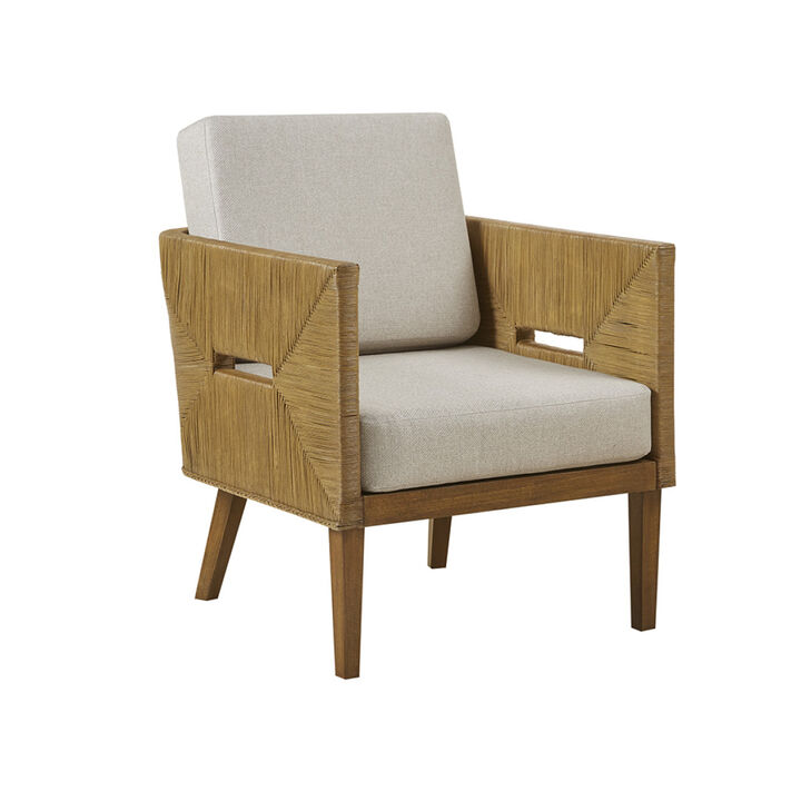 Blake Handcrafted Rattan Upholstered Accent ARMCHAIR