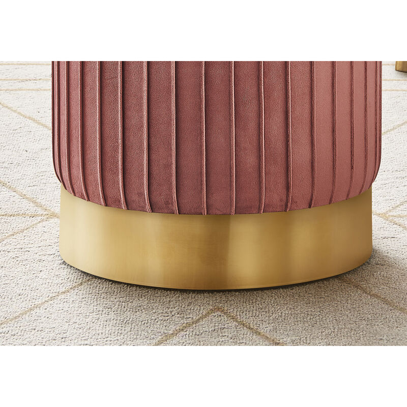 Monarch Specialties, Pouf, Footrest, Foot Stool, 14" Round, Velvet, Metal Base, Contemporary, Modern
