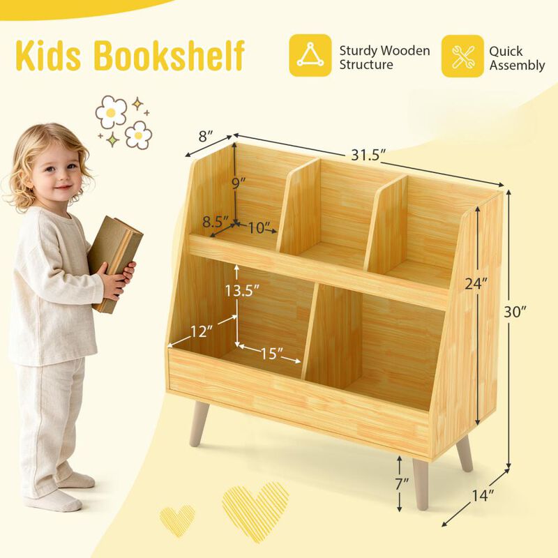 5-Cube Kids Bookshelf and Toy Organizer with Anti-Tipping Kits image number 2