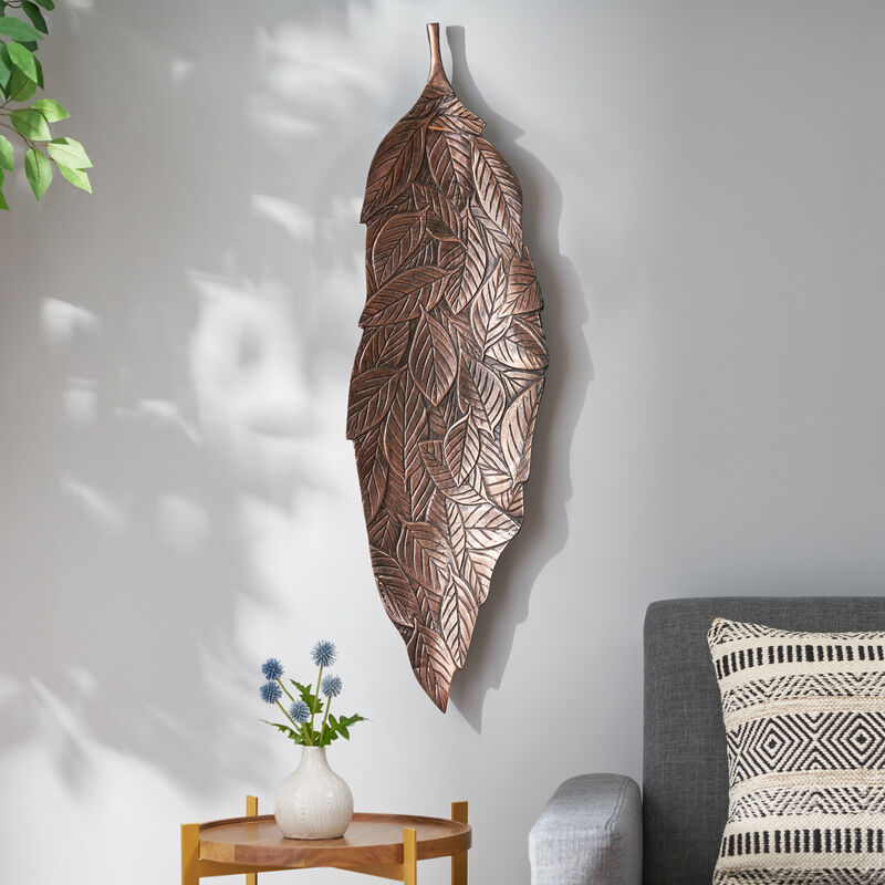 Streamdale Raw Copper Leaf Wall Art Handcrafted Aluminum Sculpture