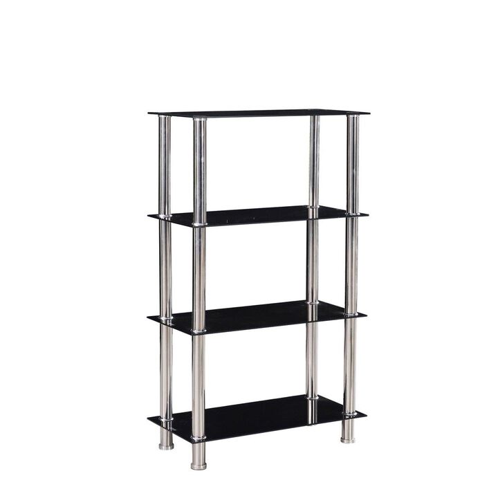 Better Home  40 x 24 x 12 in. Jane Decorative Glass 4 Tier Shelves Bookcase,