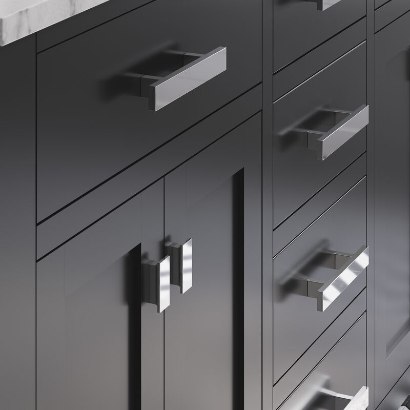 Madison 60 In. Double Sink Carrara White Marble Countertop Bath Vanity in Espresso