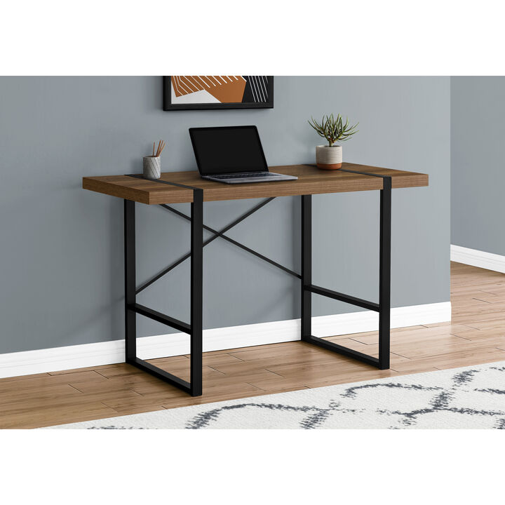 Monarch Specialties I 7655 Computer Desk, Home Office, Laptop, 48"L, Work, Metal, Laminate, Walnut, Black, Contemporary, Modern