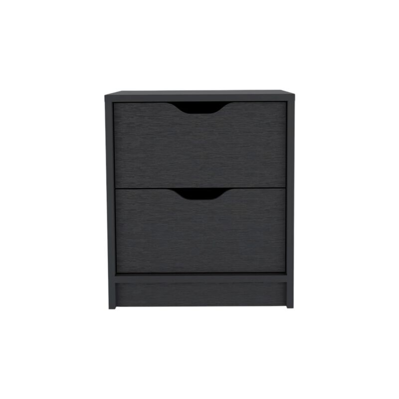 HomeRoots 19" Black Wood Two Drawer Nightstand image number 0