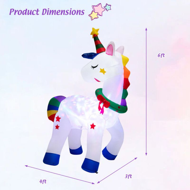 6 Feet Inflatable Unicorn Decoration with Rainbow