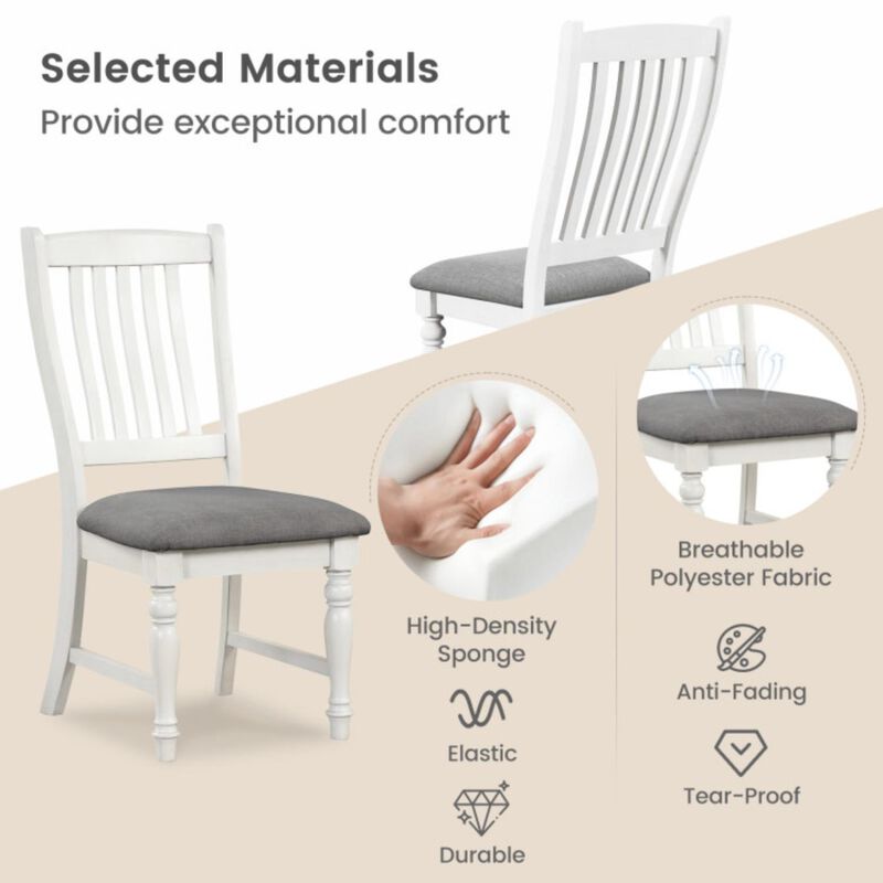 Hivvago Set of 2 Dining Chairs Kitchen Side Chair with Solid Wood Legs-White