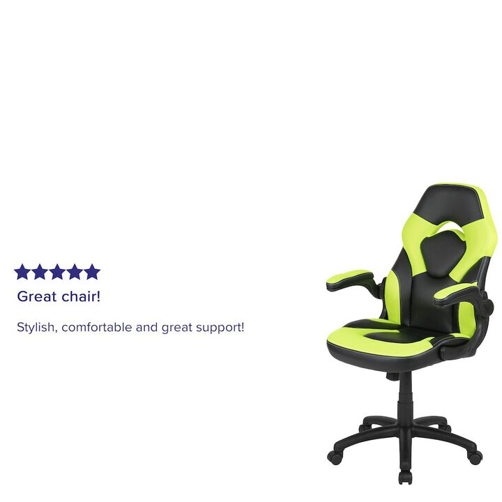Flash Furniture X10 Gaming Chair Racing Office Computer Swivel Chair, White/Black LeatherSoft