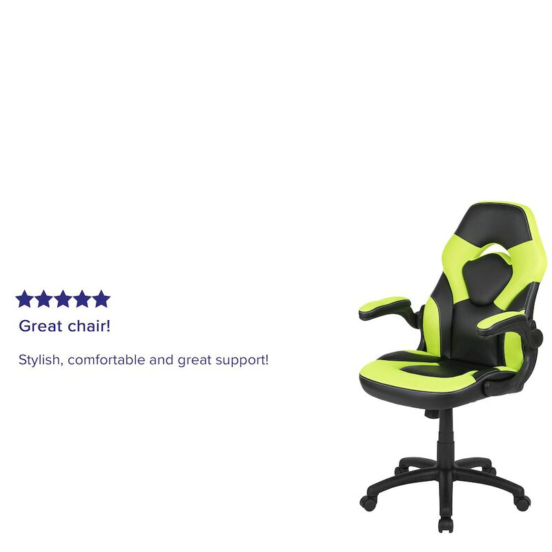 Flash Furniture X10 Gaming Chair Racing Office Computer Swivel Chair, White/Black LeatherSoft image number 1