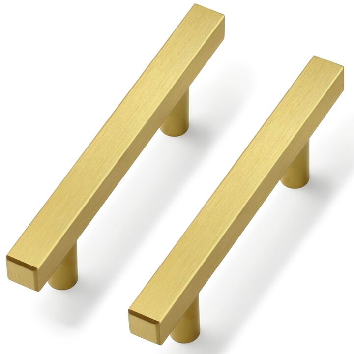 Estmoon 45 Pack Brushed Brass Cabinet Pulls 3 Inch Gold Cabinet Handles Gold Drawer Pulls Modern Square Cabinet Door Handles Gol