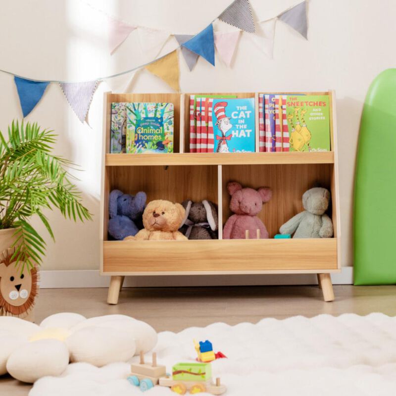 Hivvago 5-Cube Kids Bookshelf and Toy Organizer with Anti-Tipping Kits
