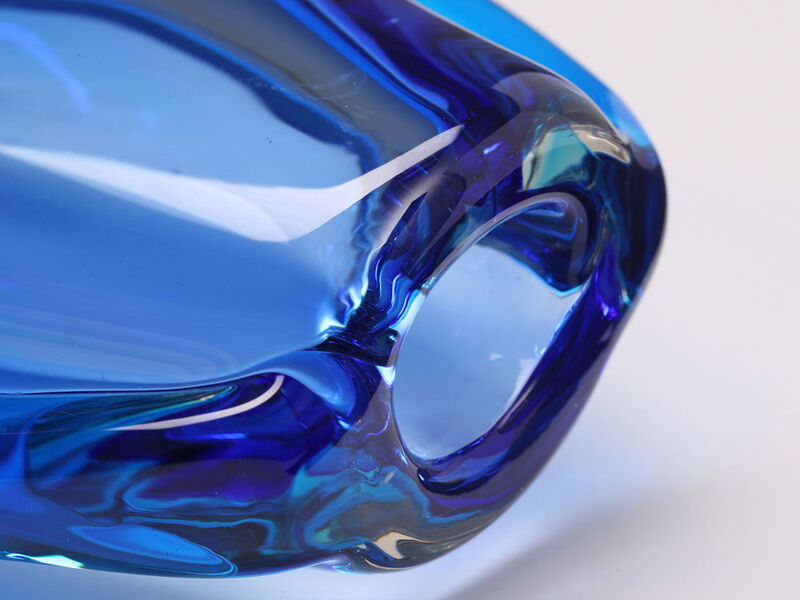 Hand Blown Sommerso Oval Art Glass Vase
