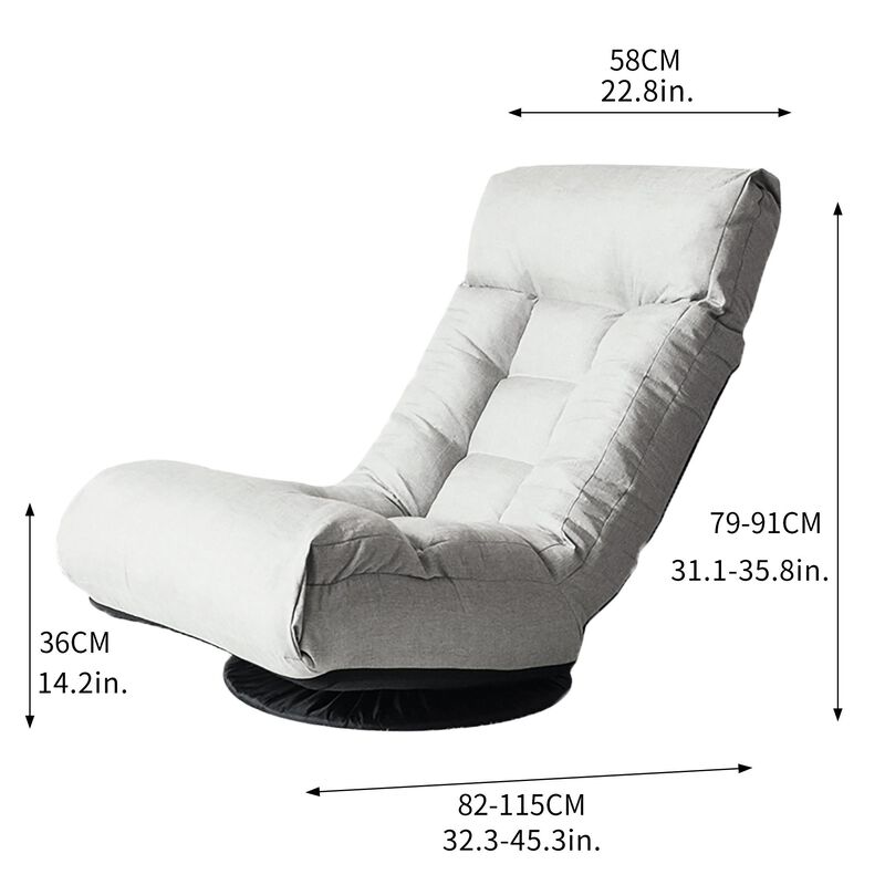 Single Reclining Sofa Chair Japanese Tatami Lazy Sofa with Adjustable Backrest for Balcony & Leisure