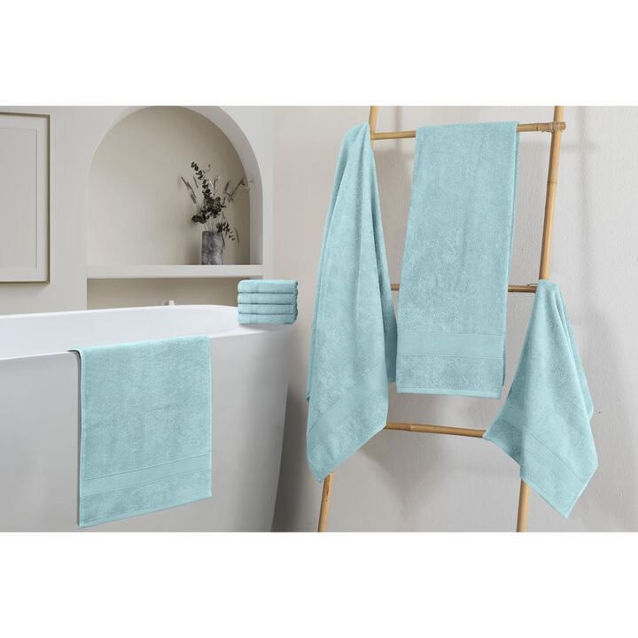 Chic Home Premium 8-Piece Pure Turkish Cotton 2 Bath Towels, 2 Hand Towels, 4 Washcloths Towel Set Blue