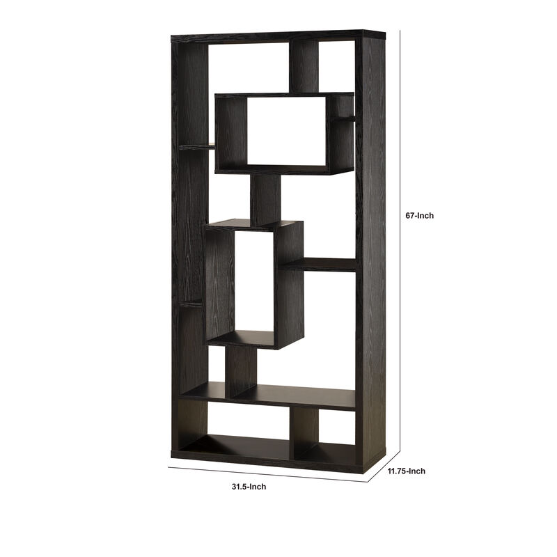 Asymmetrical Cube Black Book Case with Shelves