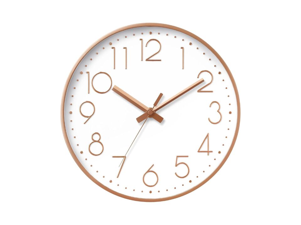 8 Inch Silent Non Ticking Wall Clock Battery Operated Modern 3D Rose Gold for Home Kitchen Office Bathroom Bedroom