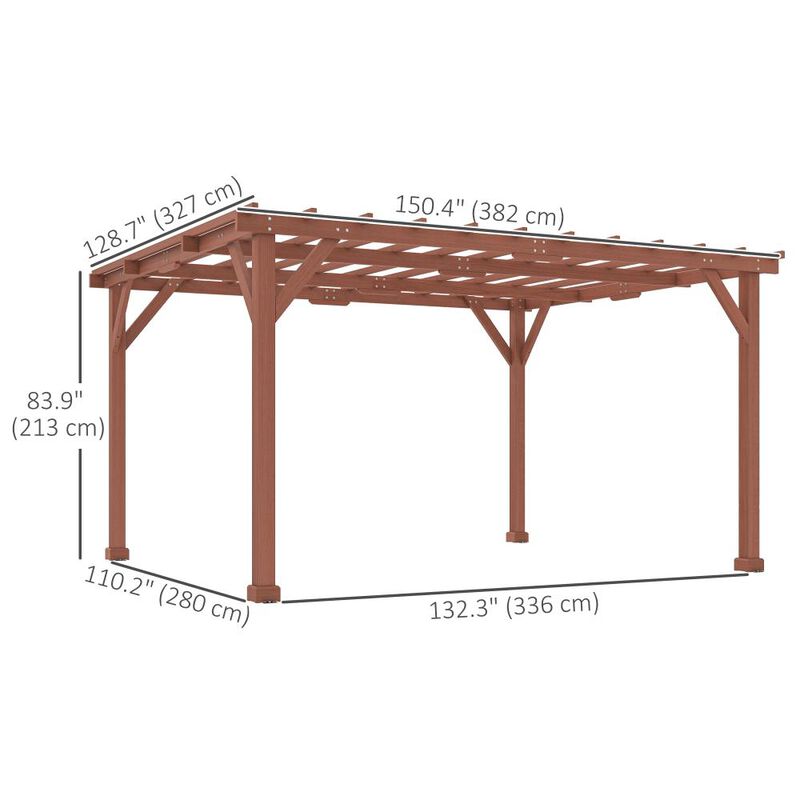 Hivvago 11x12.5 Outdoor Wood Pergola with Trellis image number 2