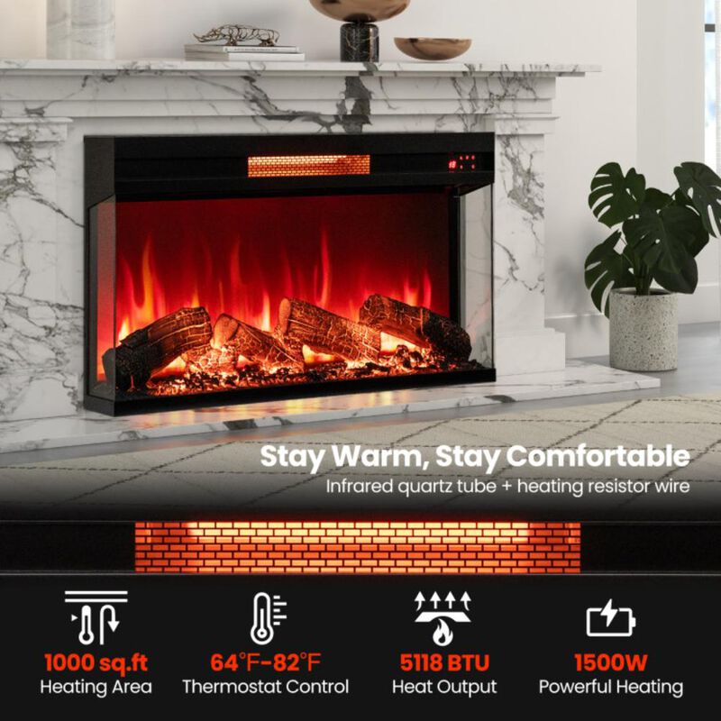 Hivvago 36 Inch 3-Sided 1500W Electric Fireplace with 7-Color Flame