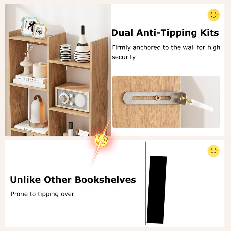 11-Tier Modern Bookcase with Anti-Tipping Kit for Home or Office Organization