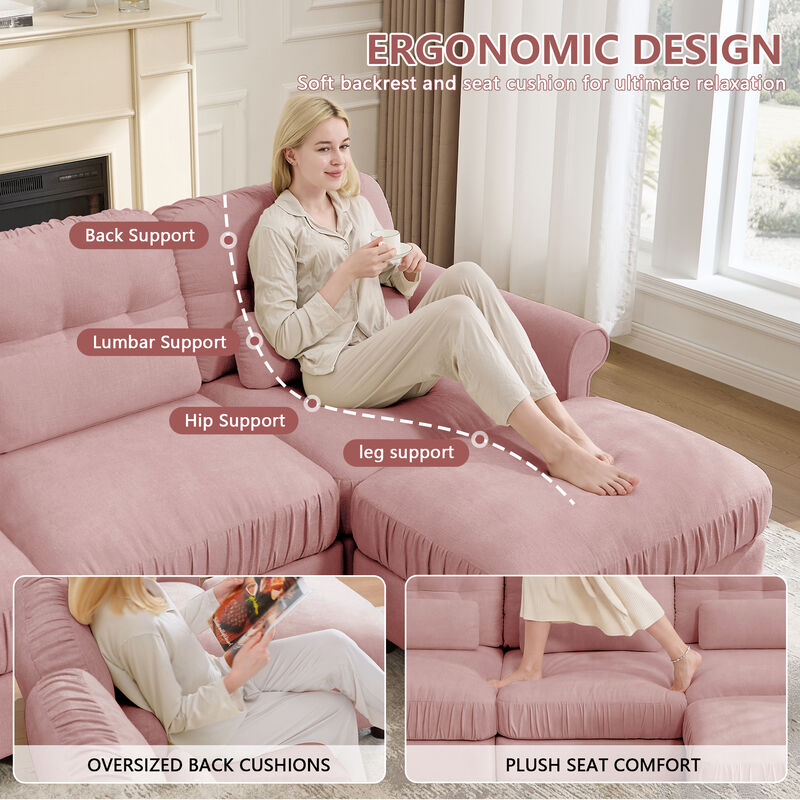 Jokceg Chenille U‑Shape Modular Sectional Sofa image number 4