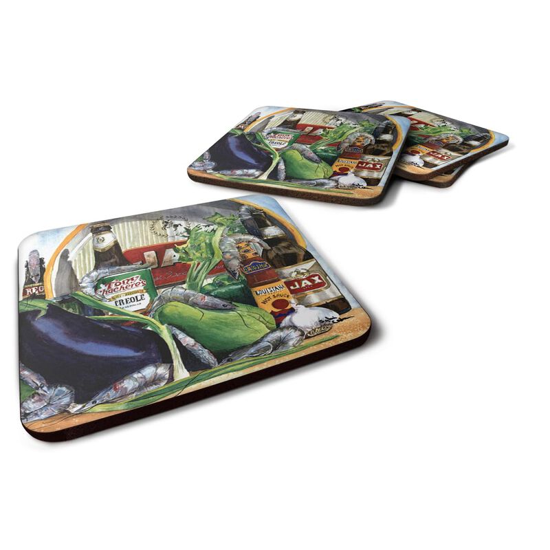 Caroline's Treasures 1007FC Eggplant and New Orleans Beers Foam Coasters (Set of 4), 3.5 H x 3.5 W, Multicolor image number 0