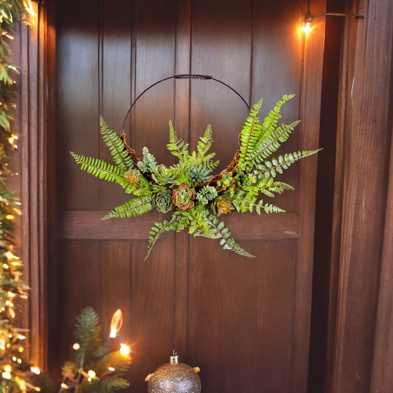 Fern and Succulent Wall Décor – Lush and Modern Greenery Accent for Home, Office, or Indoor Spaces