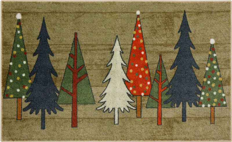 Wooden Holiday Trees Multi 2' x 3' 4" Kitchen Mat