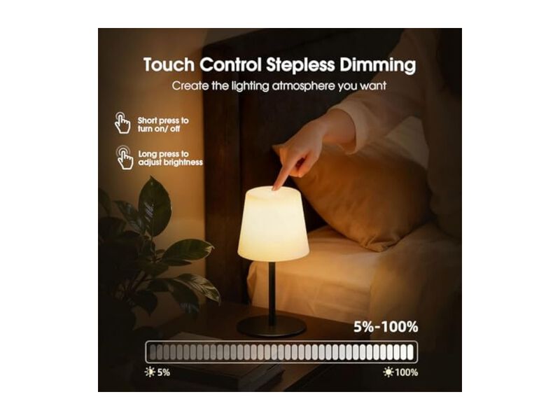Cordless Rechargeable LED Shower Lamp 2 Pack Dimmable Waterproof Outdoor image number 3