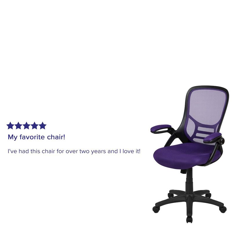 Flash Furniture High Back Purple Mesh Swivel Office Chair with Black Frame and Flip-up Arms image number 1