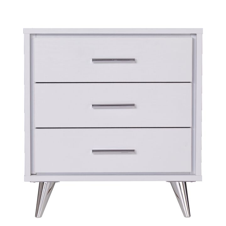 SEI Furniture Oren Bedside Table w/Drawers Nightstand, White (AMZ2486FH)