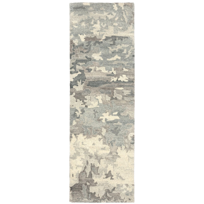 HomeRoots Wool Abstract Hand Tufted Runner Rug image number 0