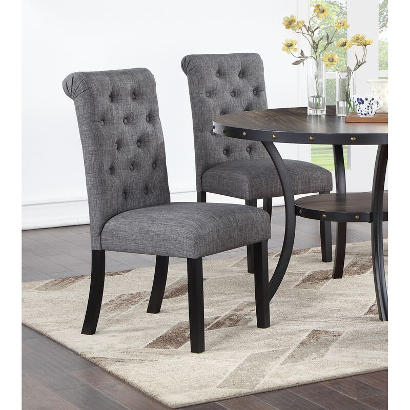 Streamdale Contemporary Charcoal Fabric Dining Chairs Set image number 5