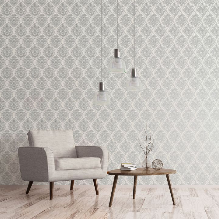 Emporium Emporium Ogee Silver Grey Wallpaper 7002
