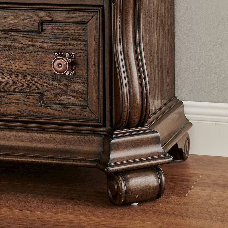 Best Master Furniture Belvedere 32.5" Wide 2-Drawer Nightstand, Marble Top - Dark Cherry Finish image number 8