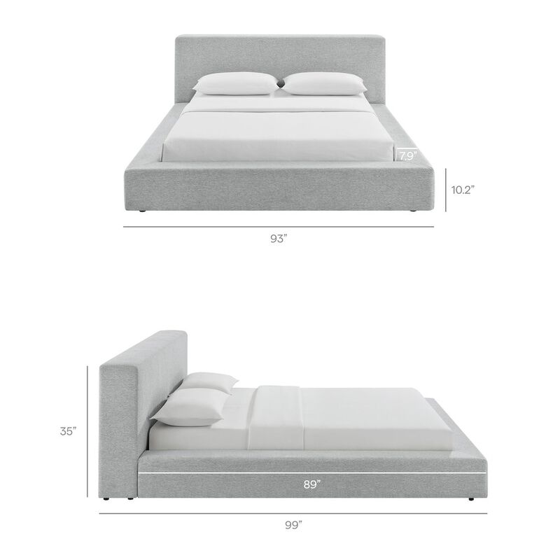 Luma Chenille Upholstered King Platform Bed Frame image number 2
