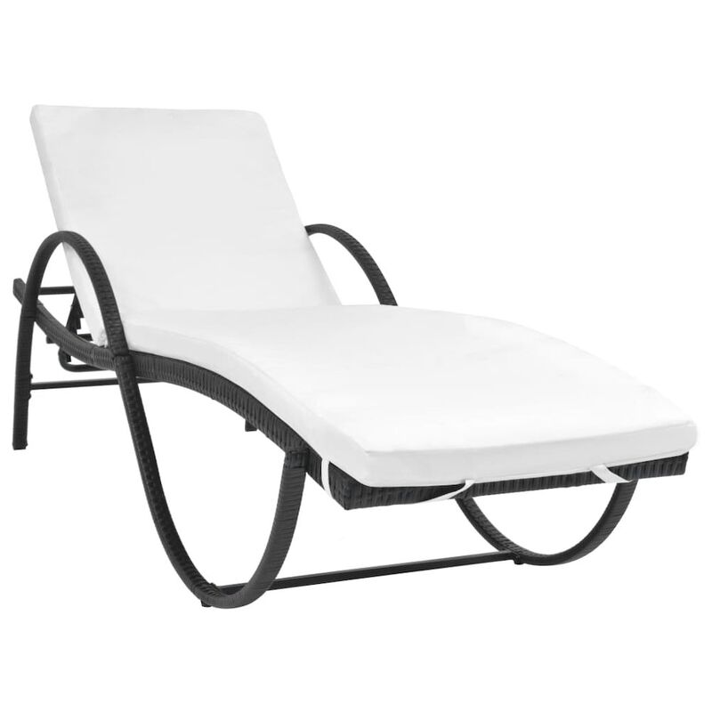 Sun Lounger Set of 3 Black Powder-coated steel frame, PE rattan