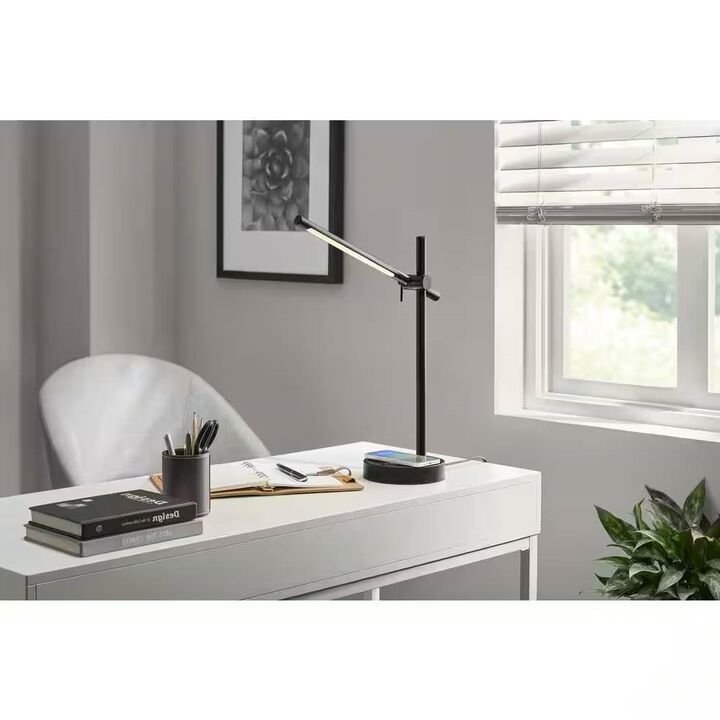 Sleek LED Desk Light with Touch Control, USB Port & Wireless Charger
