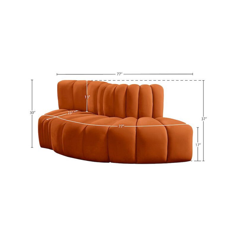 Meridian Furniture Arc Cognac Velvet Modular Sofa