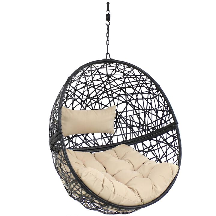 Sunnydaze Resin Wicker Jackson Basket Egg Chair with Cushion