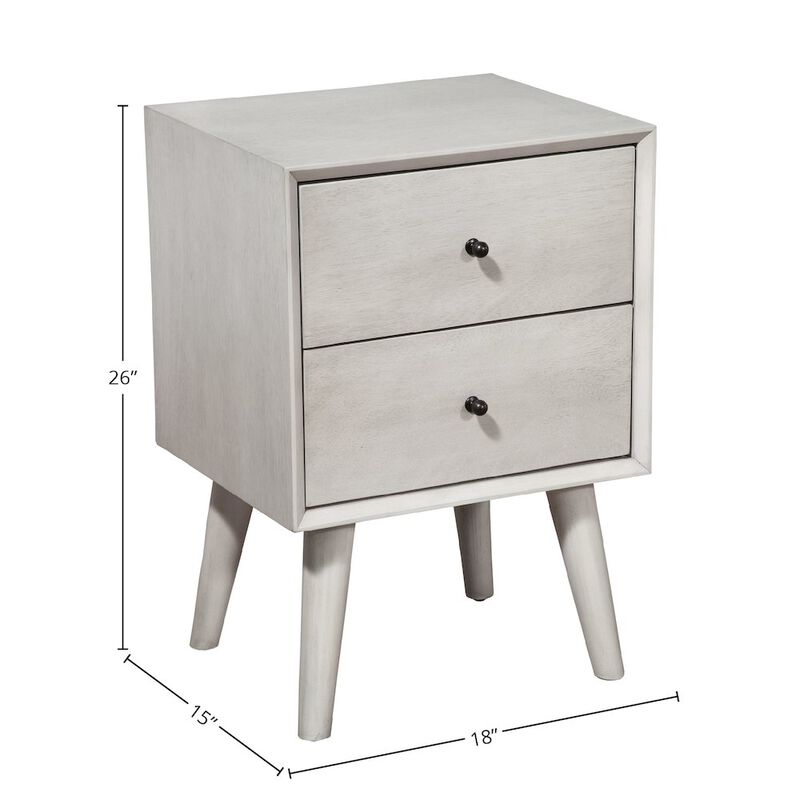 Alpine Furniture Flynn Mid Century Modern 2 Drawer Nightstand image number 4