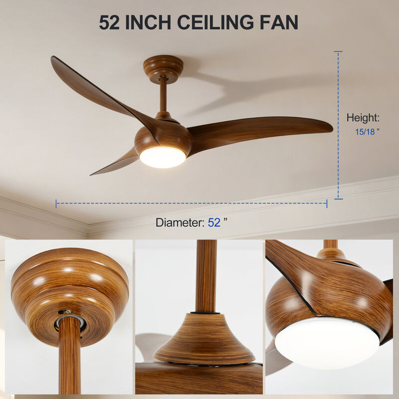 ELEMENT ACE 52 Inch DC Motor Ceiling Fan with LED Light and Remote Control Quiet Operation Adjustable Height image number 2