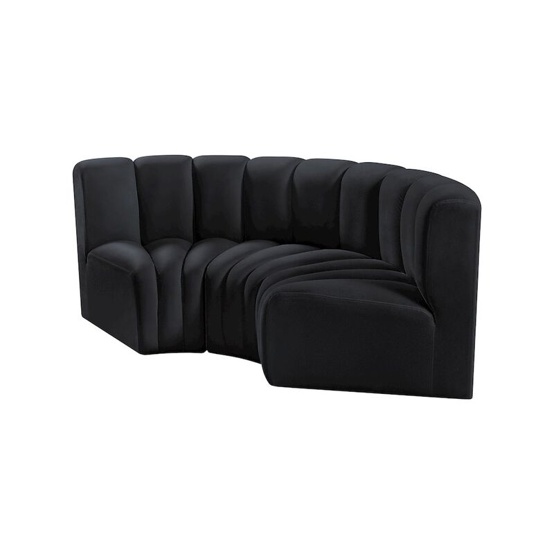 Meridian Furniture Arc Black Velvet Modular Sofa