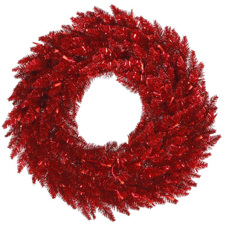 Vickerman 36" Tinsel Red Fir Artificial Christmas Wreath, Unlit - Faux Tinsel Christmas Wreath - Indoor Seasonal Home Decor