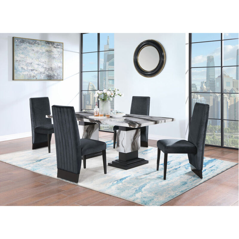 Black Upholstered Dining Chairs Set of 2 image number 6
