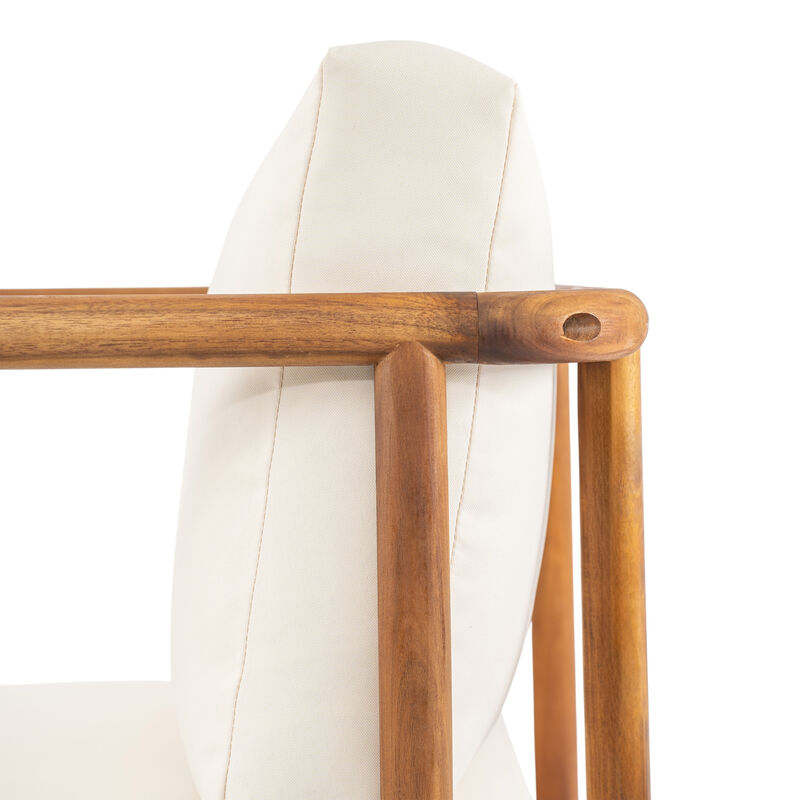 Christopher Knight Home Snee Farmhouse Patio Acacia Wood Club Chair with Cushion image number 8