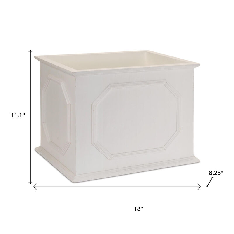 HomeRoots Set of Three White Wood Geometric Rectangular Planter Boxes image number 4