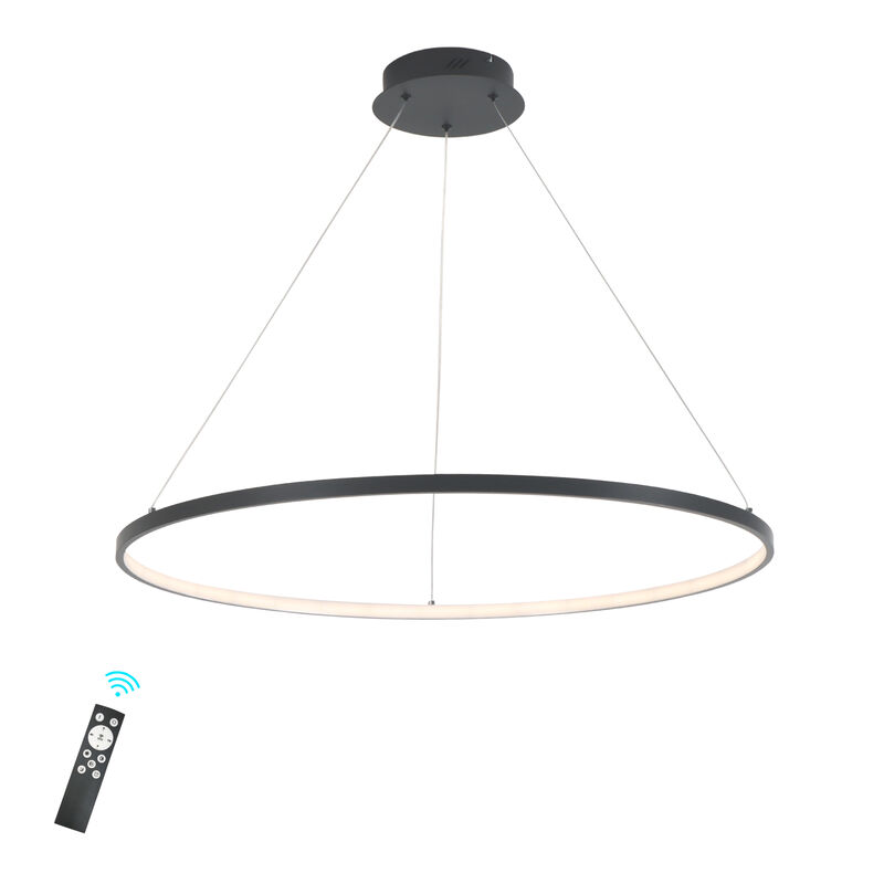 32 inch Circle Chandelier Round Kitchen Island Pendant Remote Dimmable image number 1